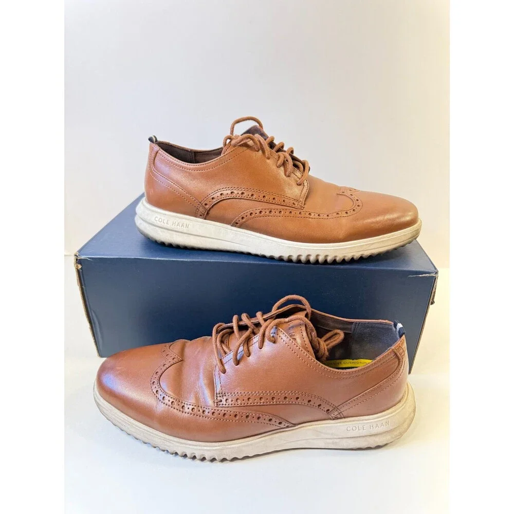 Cole Haan Mens Grand + Wingtip Mens Leather Brown US 9.5